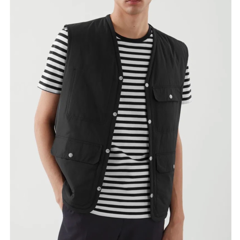 COS V-Neck Gilet snap utility vest size XL as seen on tv